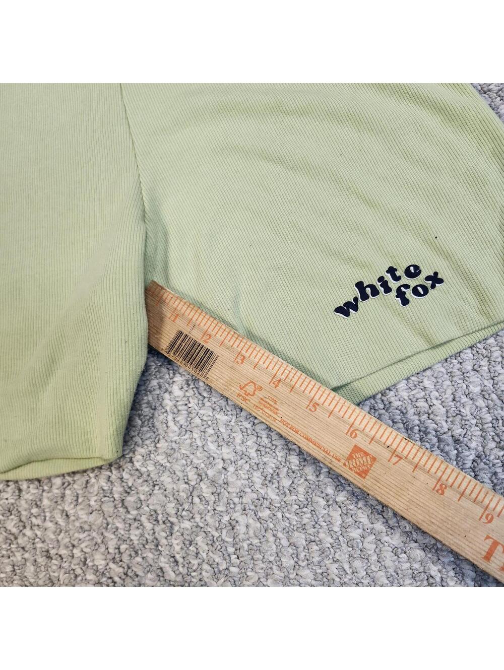 White Fox Light Green Ribbed Biker Shorts Size L - Picture 4 of 8